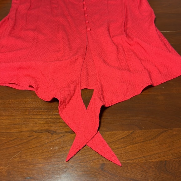 Urban Outfitters Silence + Noise Button Down Long Sleeve Tie Top Red Size Medium - Picture 4 of 11